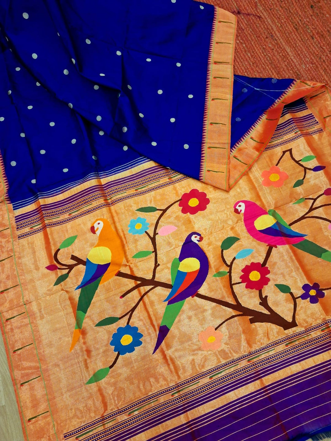 Blue Silk Paithani with Zari Border
