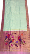 Mint green tissue rich pallu silk paithani saree