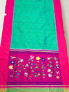Sea green triple muniya silk paithani saree with rich pallu