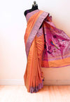 Peach muniya border silk paithani saree
