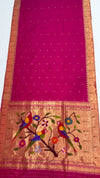 Fuchsia pink silk paithani saree with rich pallu