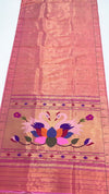 Peach pink tissue rich pallu silk paithani saree