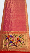 Dark rose pink tissue rich pallu silk paithani saree