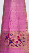 Orchid pink tissue rich pallu silk paithani saree