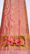 Peach-pink muniya rich pallu silk paithani saree