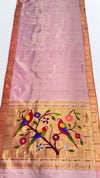 Pale lilac tissue muniya rich pallu silk paithani saree