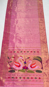 Light rose pink tissue triple muniya silk paithani saree