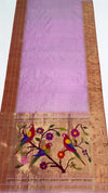 Light lilac triple muniya rich pallu silk paithani saree