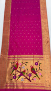 Rani pink triple muniya rich pallu silk paithani saree