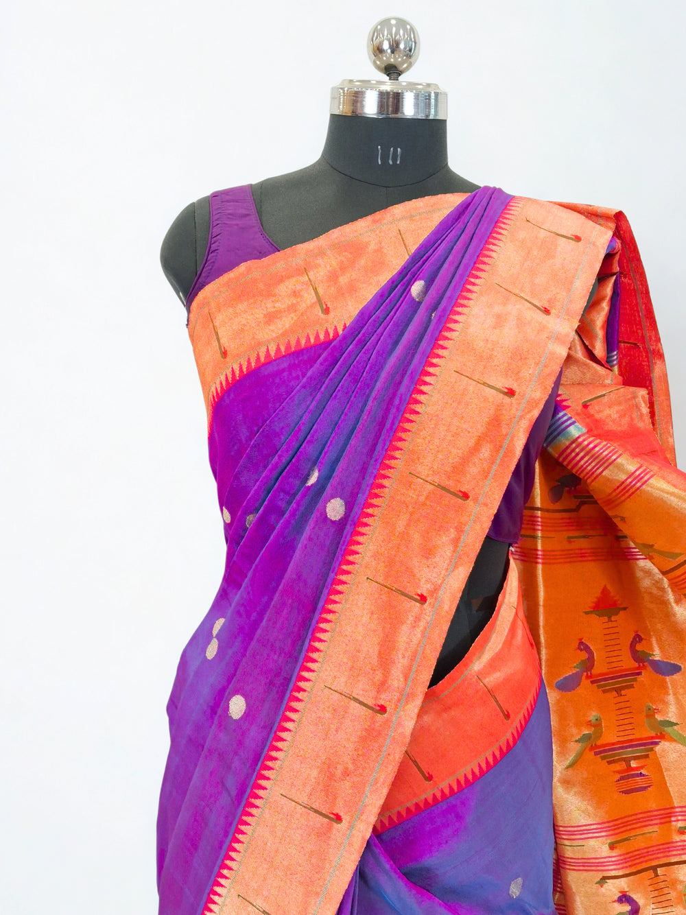 Purple Single Muniya Border Paithani