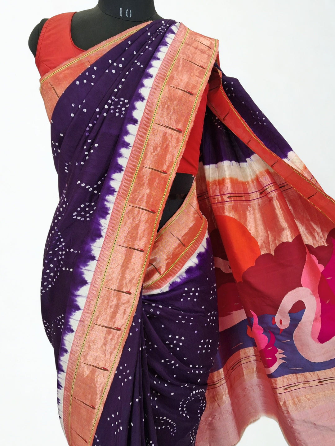Purple Bandhani Paithani Saree