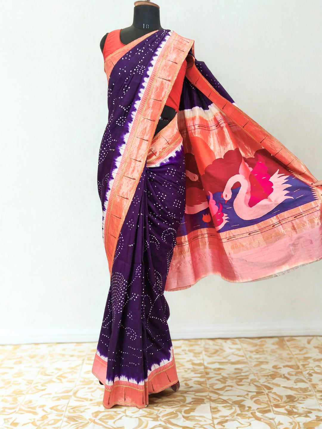 Purple Bandhani Paithani Saree