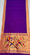 Purple muniya rich pallu silk paithani saree