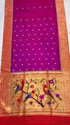 Magenta triple muniya rich pallu silk paithani saree