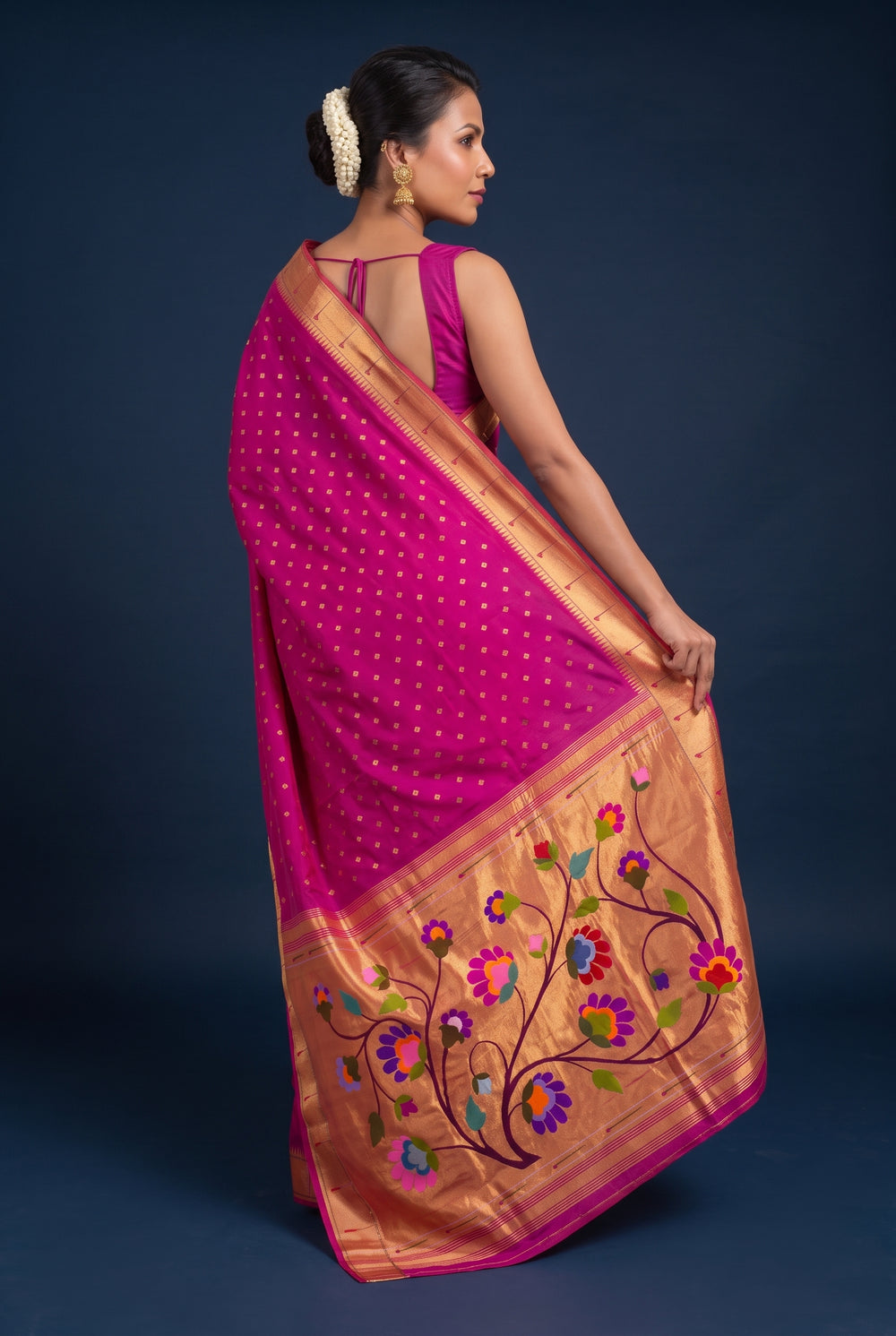 Fuchsia Pink Single Muniya Silk Paithani Saree