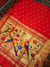 Red muniya border silk paithani saree