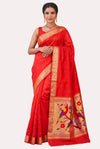 Red Single Muniya Silk Paithani Saree