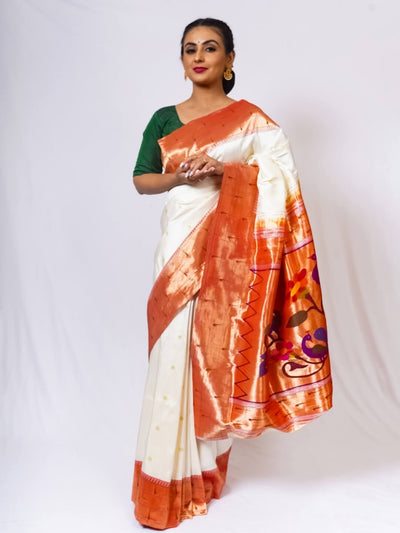 Offwhite Silk Paithani Saree