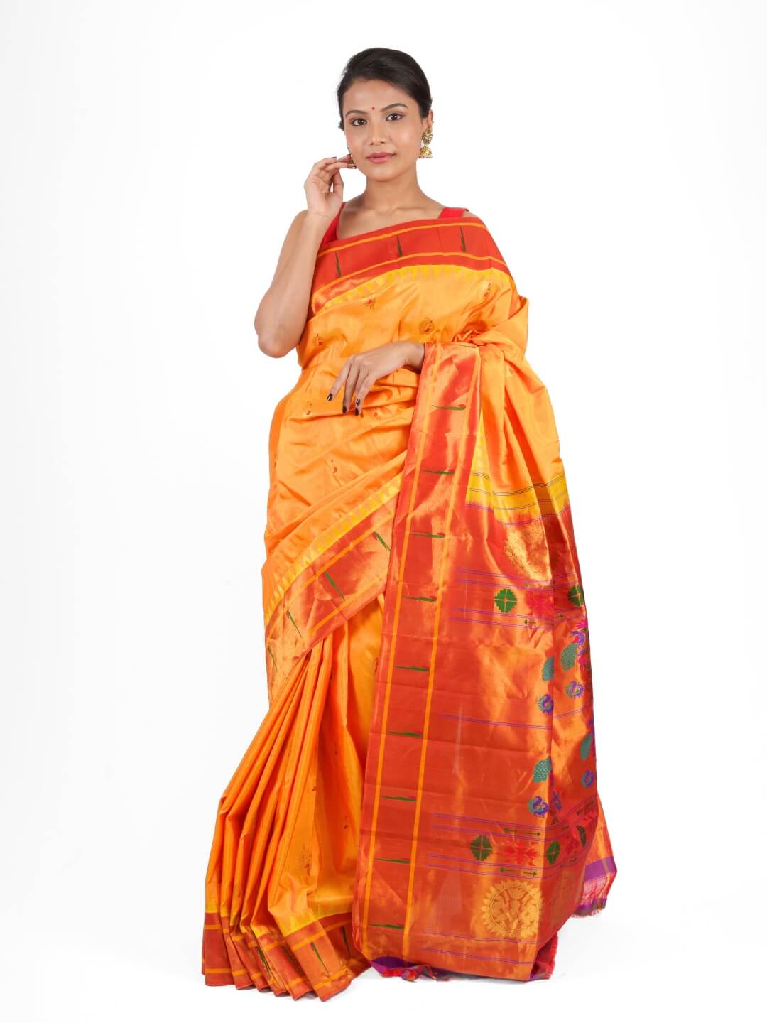 Golden Yellow Silk Paithani Saree