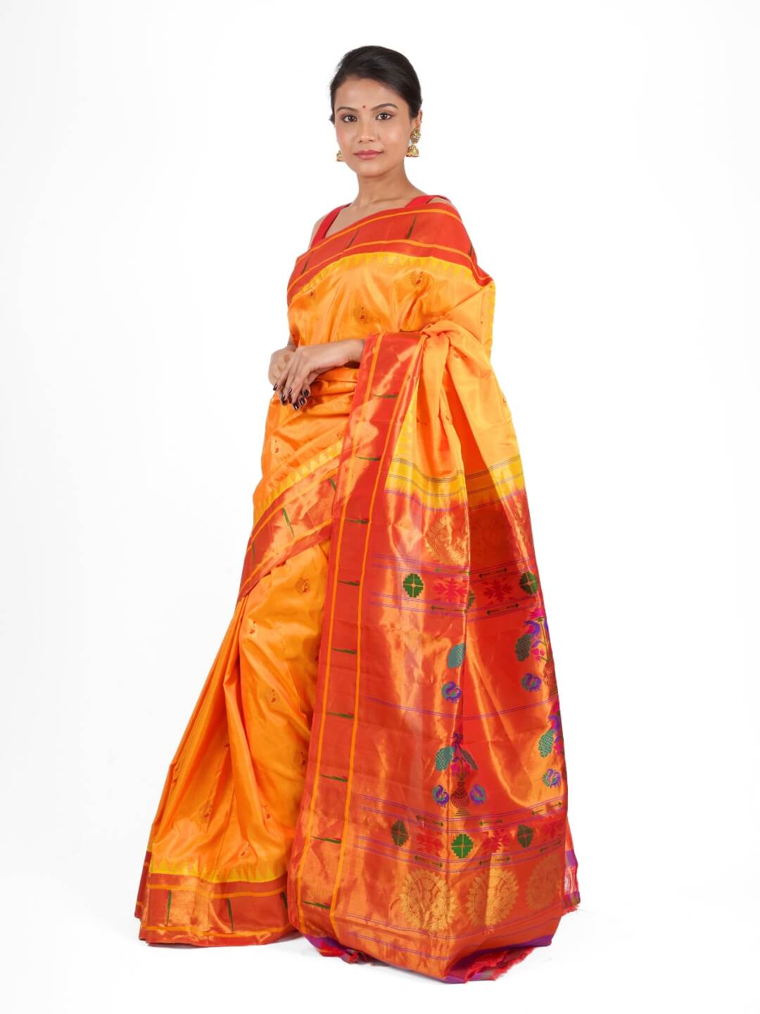 Golden Yellow Silk Paithani Saree