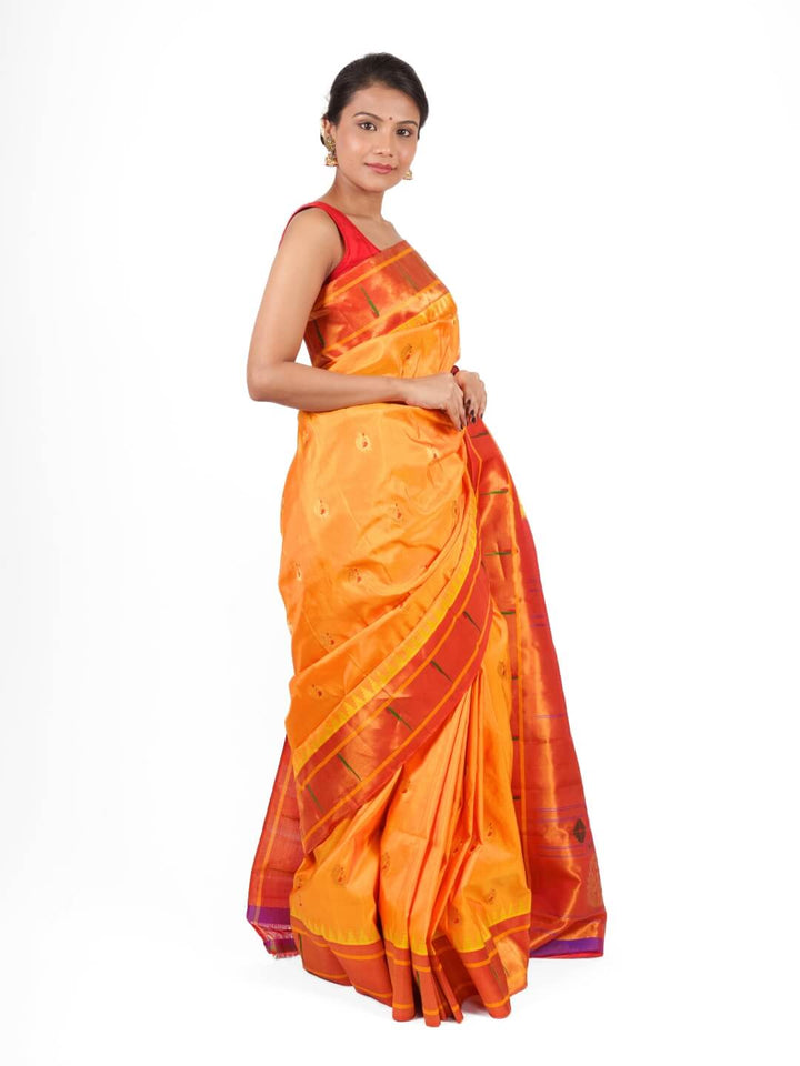 Golden Yellow Silk Paithani Saree