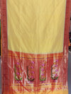 Butterscotch yellow muniya border silk paithani saree