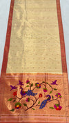 Cream tissue muniya rich pallu silk paithani saree