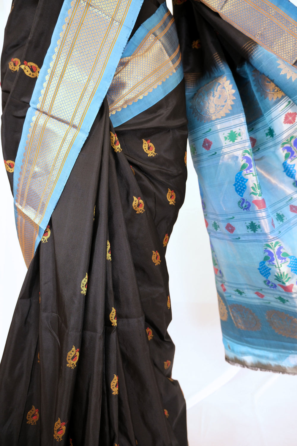 Black Paithani Saree with Zari Border