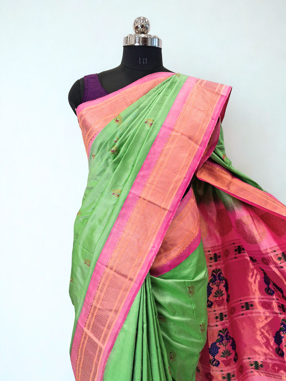 Pista Green Paithani