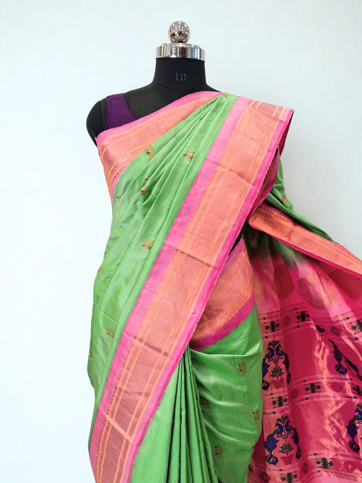 Pista Green Paithani