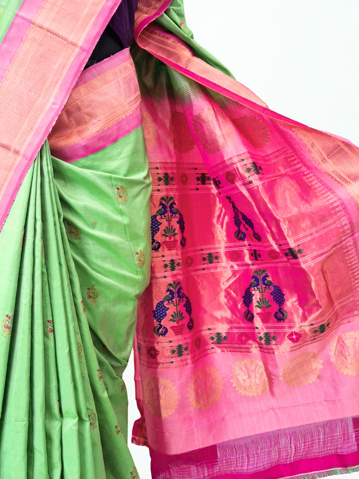 Pista Green Paithani