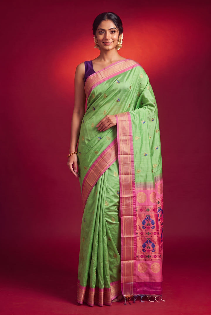 Pista Green Paithani