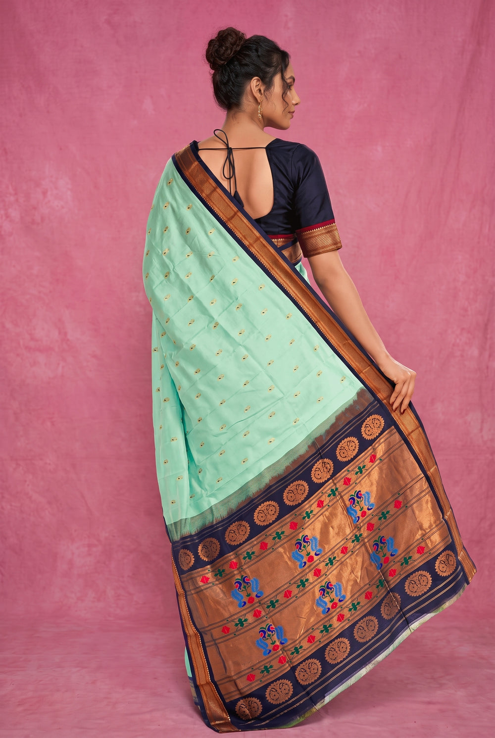 Mint Green Handloom Silk Paithani