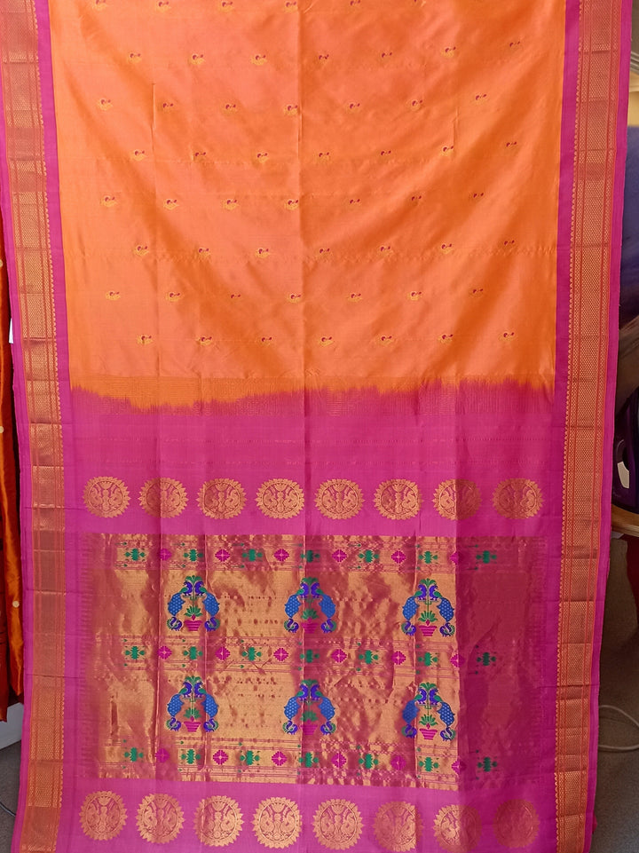 Peach Pink Paithani Saree