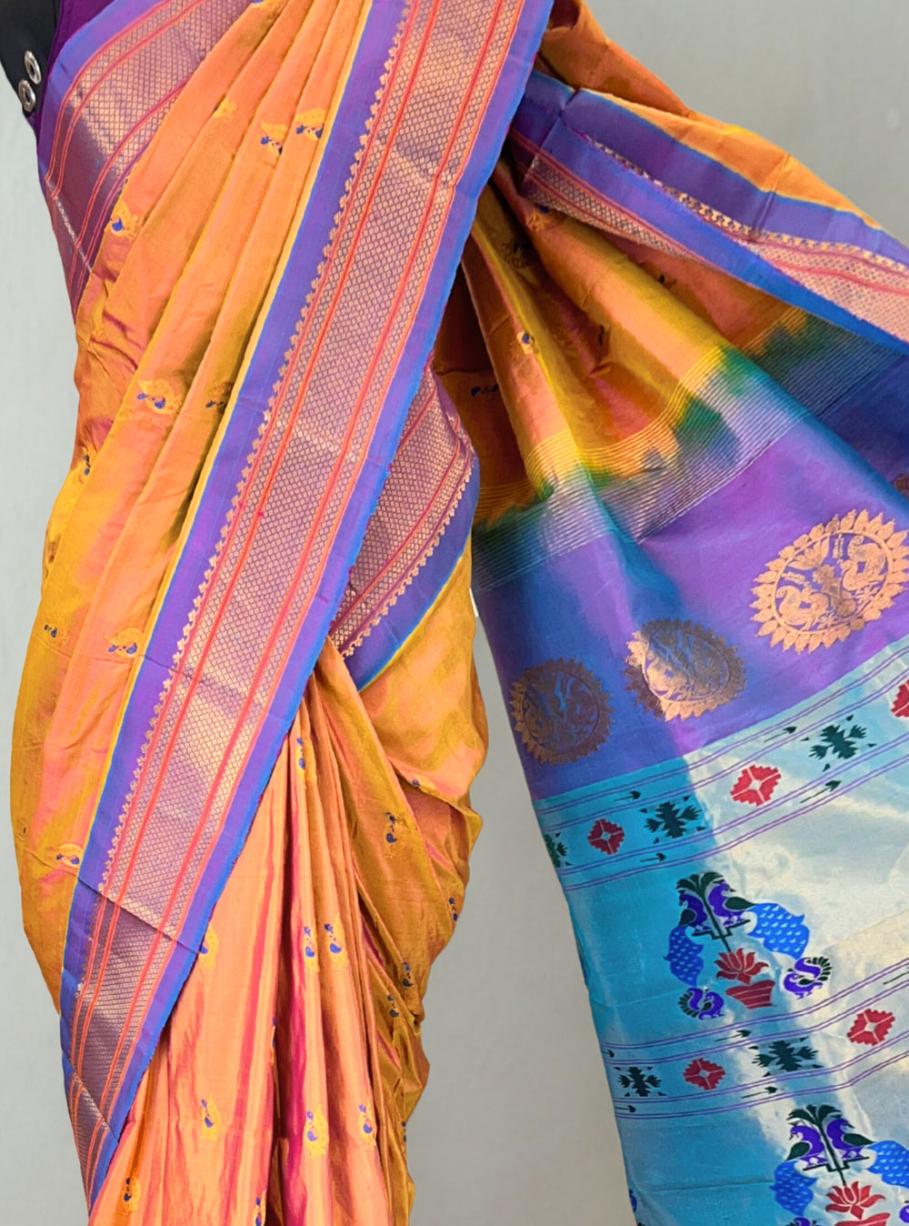 Peach Paithani with Zari Detailing
