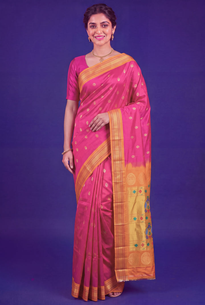 Pink Paithani Saree with Zari Border
