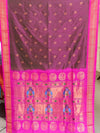 Wine Paithani Saree with Gold Zari Border
