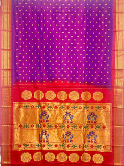 Purple mahrani silk paithani saree