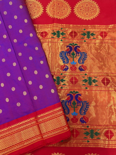 Purple mahrani silk paithani saree