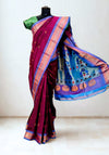 Wine Silk Paithani with Peacock Zari Butti