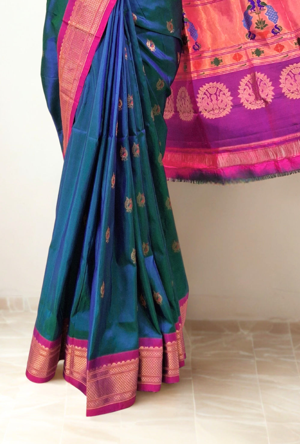 Two Tone Bluish Mauve Paithani Online