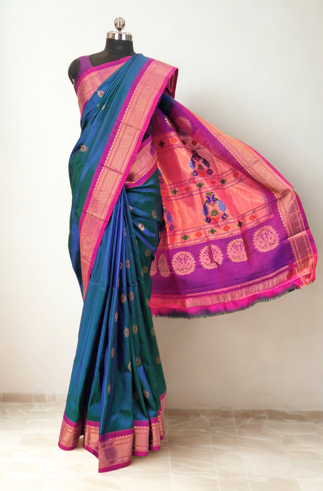 Two Tone Bluish Mauve Paithani Online