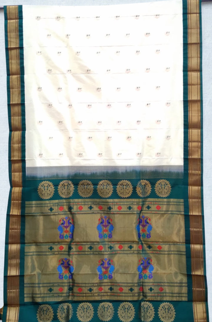 Offwhite Paithani with Gold Zari Border