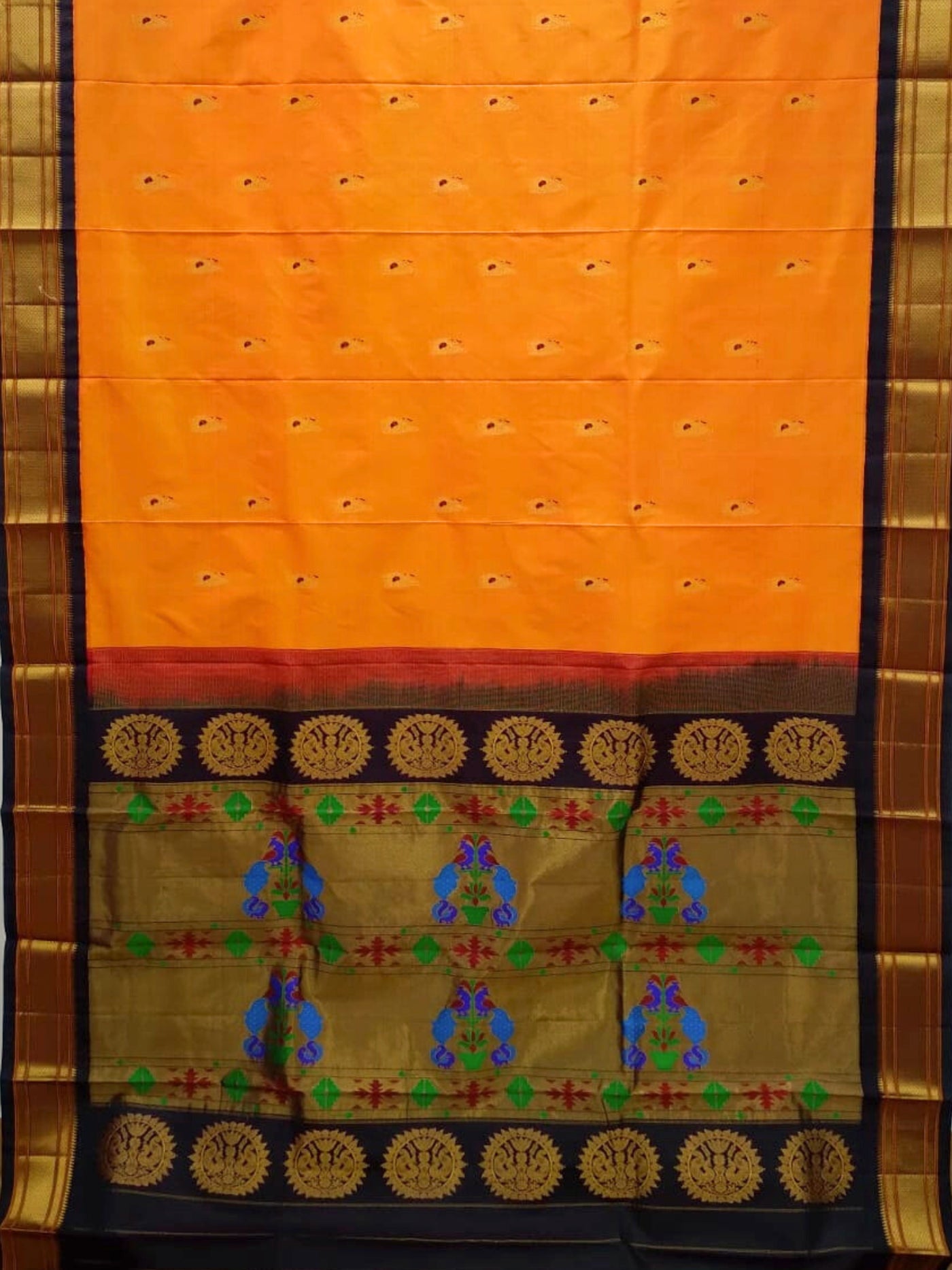 Golden Yellow Silk Paithani Saree