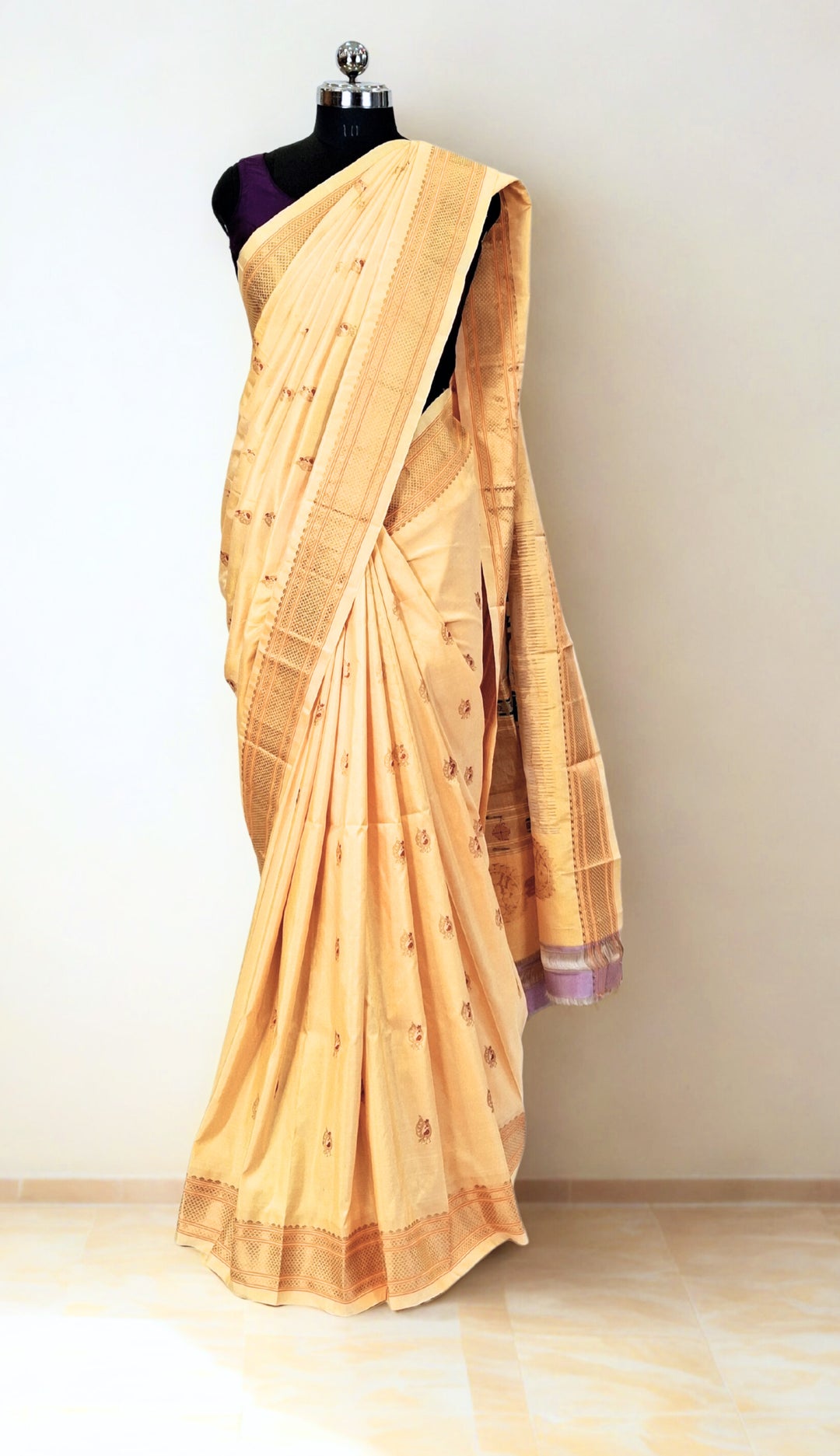 Butterscotch Yellow Paithani with Gold Zari