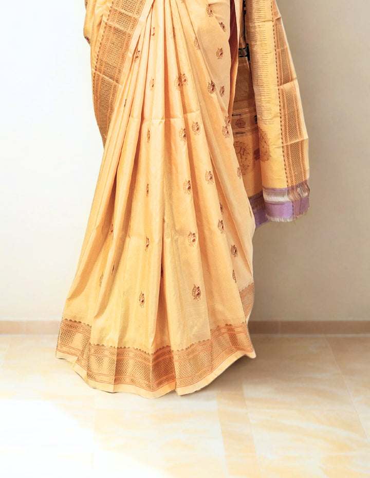 Butterscotch Yellow Paithani with Gold Zari