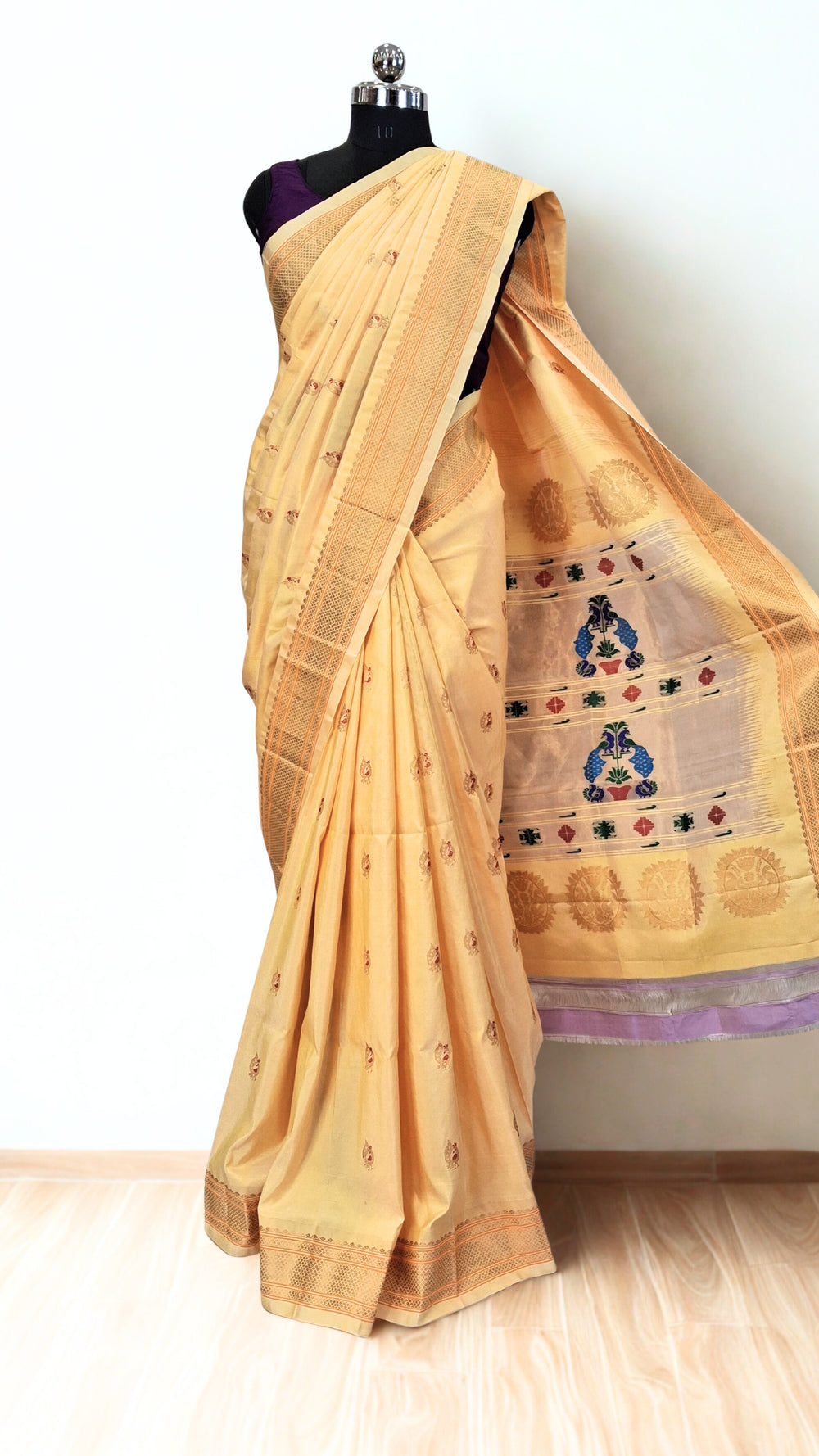 Butterscotch Yellow Paithani with Gold Zari