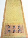 Butterscotch yellow peacock butti silk paithani saree