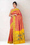 Peachy Orange Silk Paithani Saree