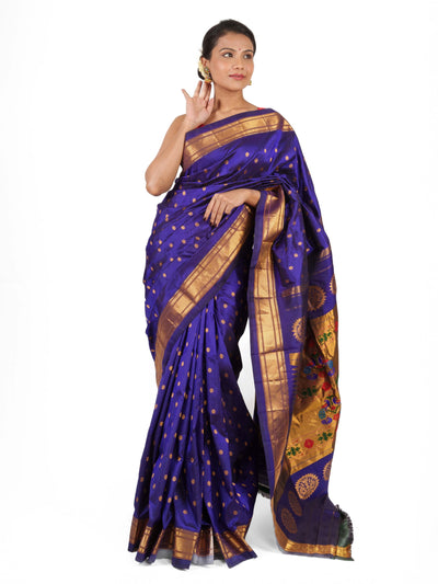 Blue maharani silk paithani saree